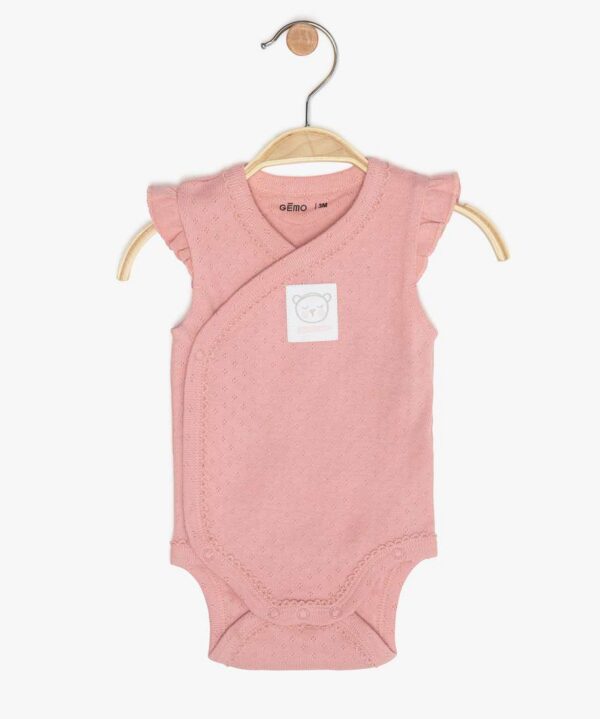 BODY SANS MANCHE VOLANT ROSE TAILLE 1